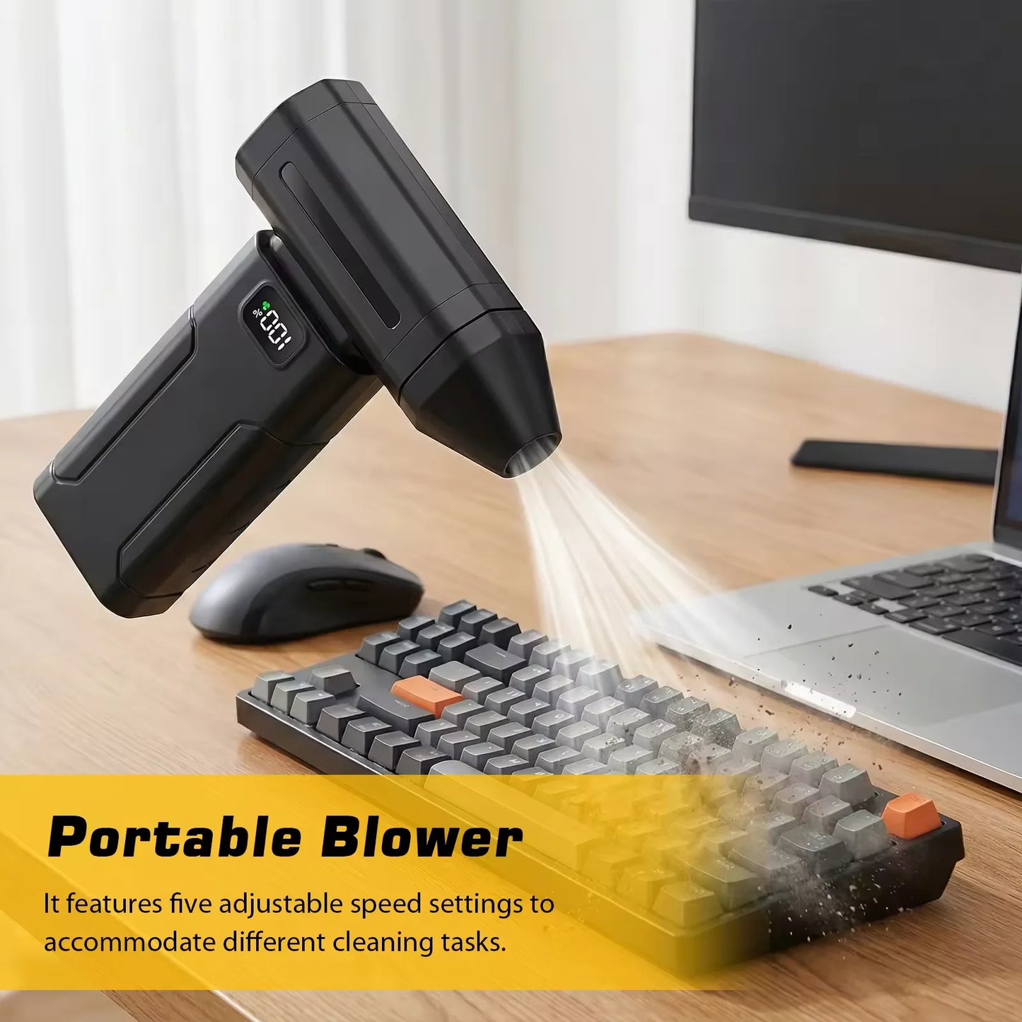 130000RPM High Speed Turbo Jet Fan Rechargeable Electric Air Duster Compressed Air Blower Screen Display for Dust Snow Cleaning