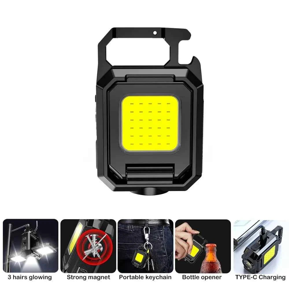 Clearance_LED Mini Keychain Light XPE Pocket Work Light COB Flashlight USB Rechargeable Emergency Flashlight for Outdoor Camping