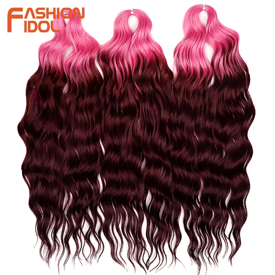 Anna Hair Extensions synthétiques de tresses Loose Deep Wave 24 pouces, cheveux tressés ondulés, cheveux bouclés torsadés au crochet Ombré Blond
