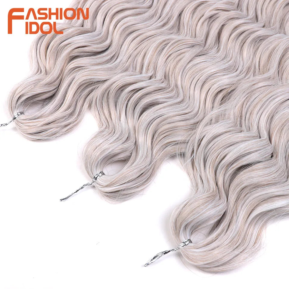 Anna Hair Extensions synthétiques de tresses Loose Deep Wave 24 pouces, cheveux tressés ondulés, cheveux bouclés torsadés au crochet Ombré Blond
