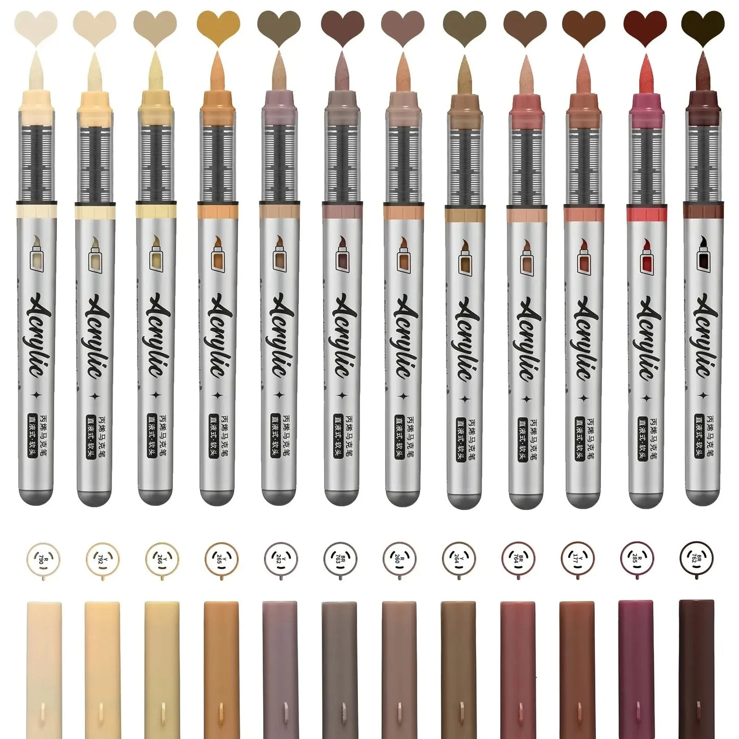 ZEEJOY 120/12/1 Colors Direct Liquid Acrylic Marker Pens Waterproof Pen Soft Brush Nib for Manga School Art Supplies Stationery