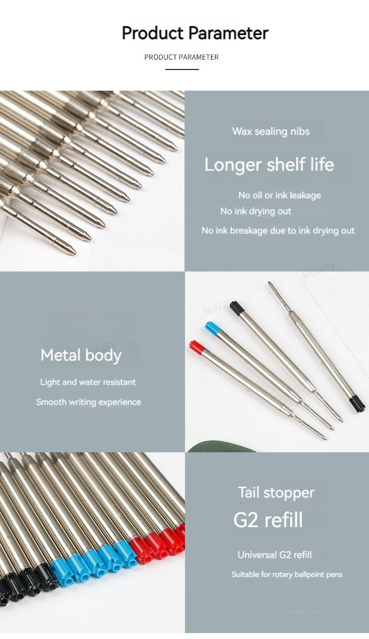 5-20pcs L:3.9 in/99mm Ballpoint Pen G2 Refills for Medium Point Blue Red Black Ink Rods for Office Stationery School Supplies
