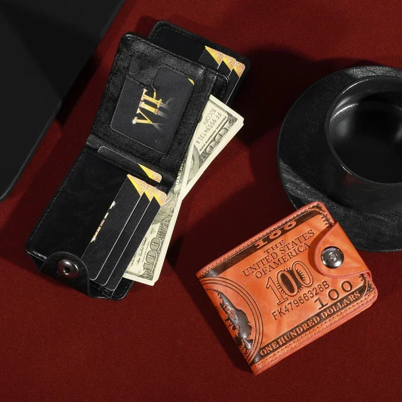 New Men's Trendy Leather Wallet with USD Print Multiple Card Holders High Capacity