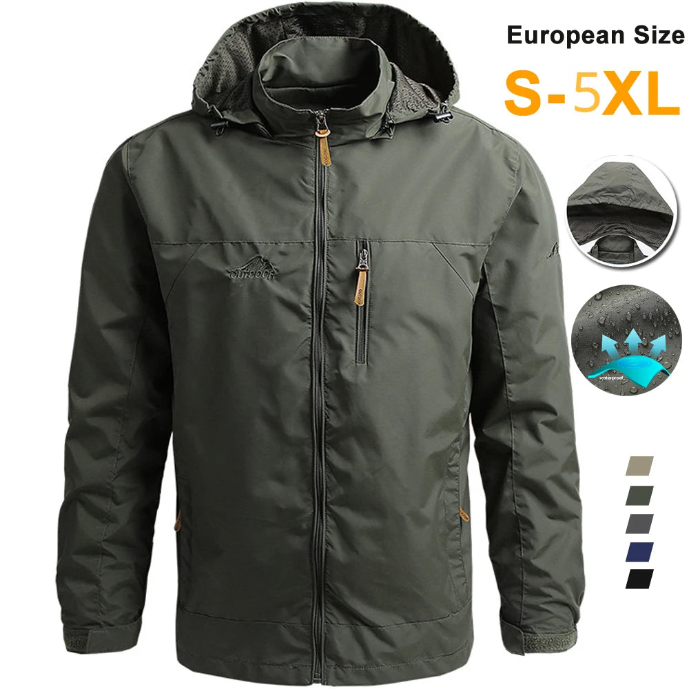 Windbreaker Herren Taktische Jacke Wasserdicht Outdoor Kapuzenmantel Sport Militär Europäische Größe S-5XL Feldklettern Dünne Oberbekleidung