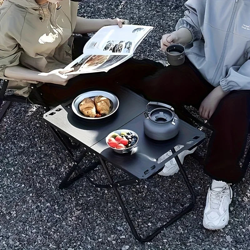 Portable Folding Camping Table,Stainless Steel Outdoor Dining Table,Compact Design for Camping,Beach, BBQ,and Hiking (Foldable)