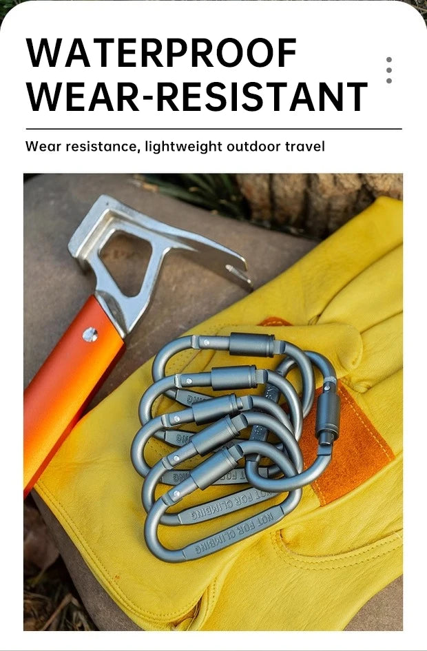 1-6PCS D-Shaped Carabiner Clips Heavy Duty Aluminum Alloy Quick Links for Backpack Keychain Outdoor Camping EDC Gear Accessories