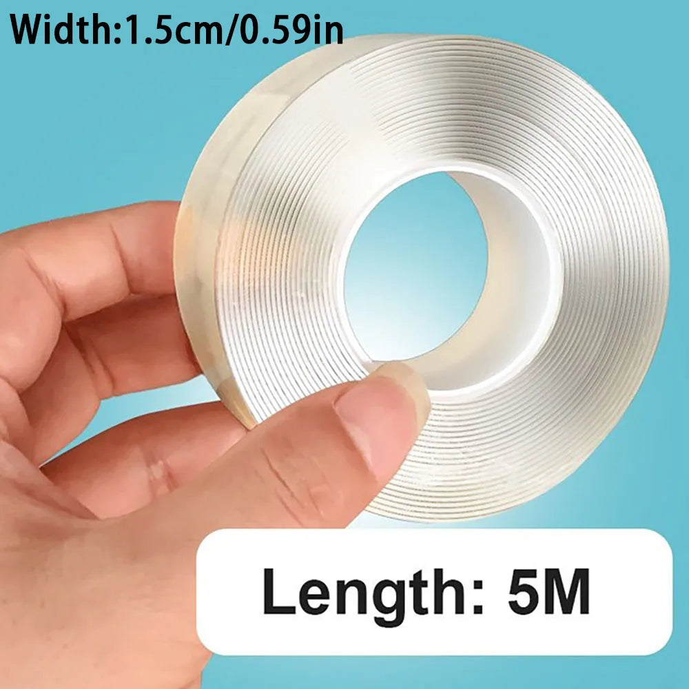 1/3/5m Ultra-Strong Double-Sided Adhesive Tape Versatile Reusable Waterproof Tracsless Tape Two-Sided Nano Tape Super Power Tape