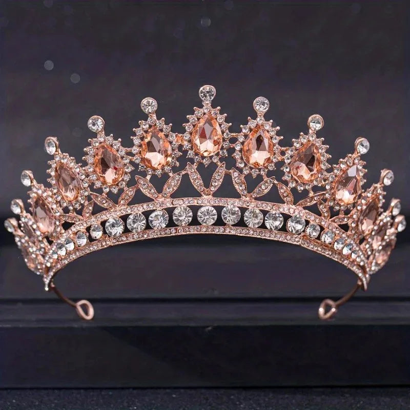 Baroque Vintage Crystal Tiaras And Crowns Rhinestone Queen Pageant Prom Diadem Crown Bridal Wedding Hair Accessories Jewelry