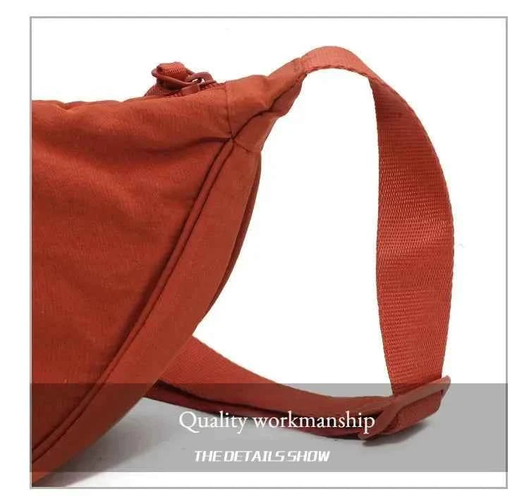 Men and Women Solid Color Chest Bag for Large Capacity Travel Crossbody Female Half Moon Bag Daily Cotton Filled Shoulder Bag