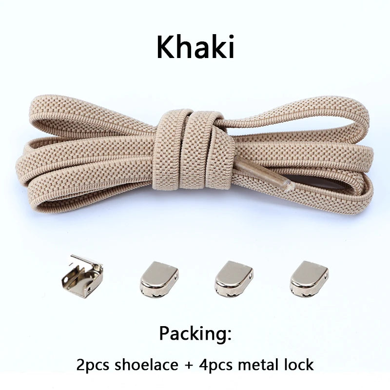 1 Paar Schnürsenkel ohne Binden, Metallschnallen, elastisch für Sneaker, Einheitsgröße für Erwachsene und Kinder, Schnell-Schnürsenkel, Lazy Sport Gummischnürsenkel