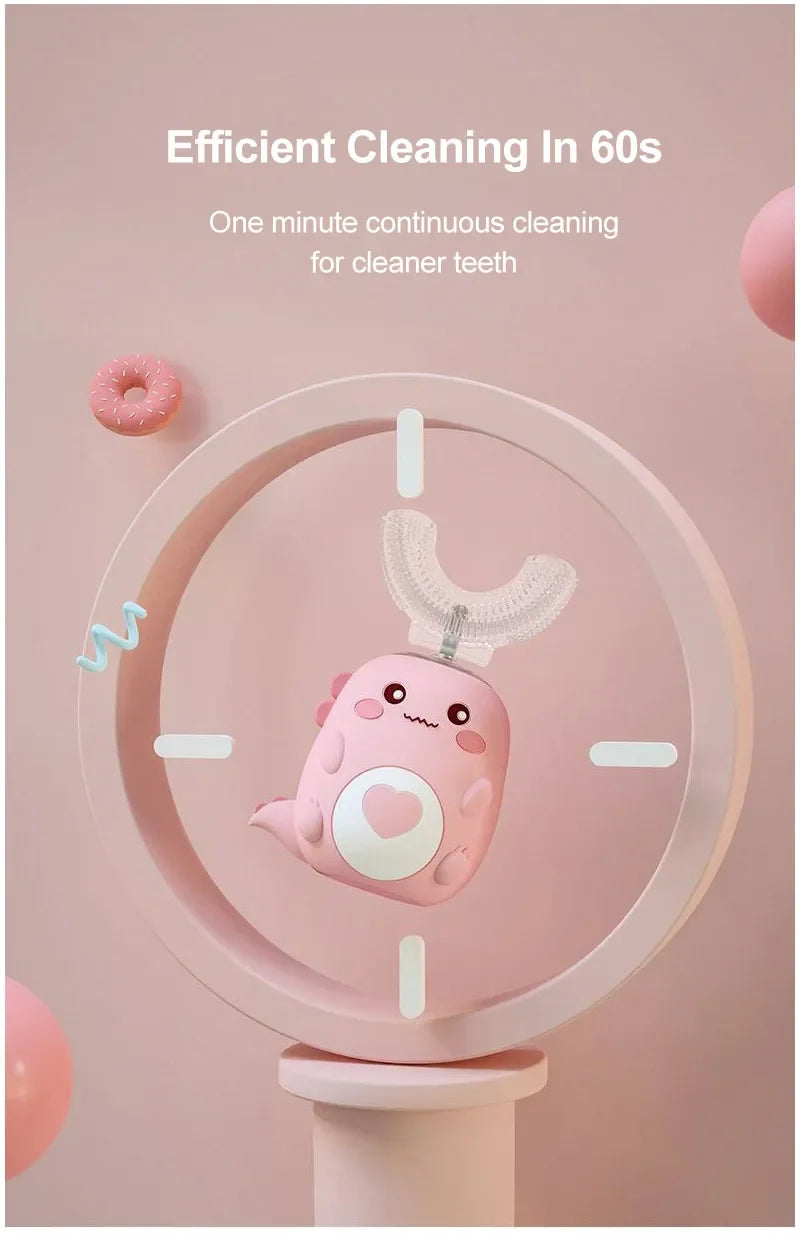 Kids U-Shaped Electric Toothbrush, Food Grade Silicone 360° Automatic Clean USB Charging Smart Oral Care Children Toothbrush