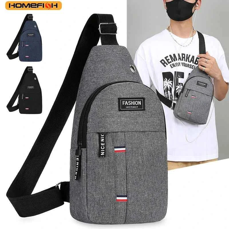 HOMEFISH Chest Bag Men's One Shoulder Crossbody Bag Large Capacity Outdoor Sports And Leisure Fashion Small Shoulder Bag Large