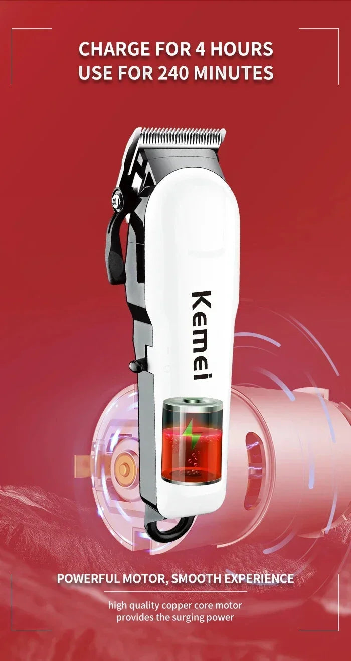 Kemei Hair Clipper Km-809A Km-2299 Km-2024 UBS Rechargeable Cordless Beard Trimmer Powerful Electric Hair Clippers for Men
