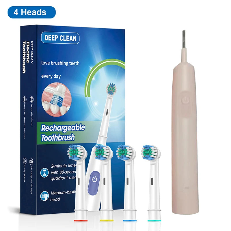 Electric Toothbrush Rotary Rechargeable Electric Toothbrush for Adults Rotating Electric Toothbrushes with 8 Soft Brush Heads