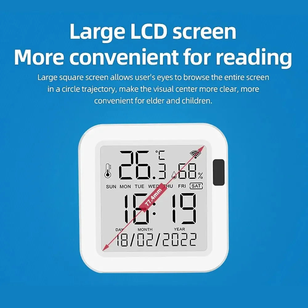 Tuya WiFi Temperature Humidity Smart Sensor With Backlight for Smart Home Var SmartLife Work with Alexa Google Assistant - Shoppiline