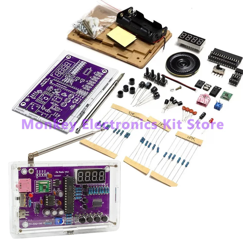 HU-017A Multifunction Radio Electronic DIY Kit 87~108MHz FM Adjustable Radio DIY Module LED Digital Display Volume Adjustable - Shoppiline