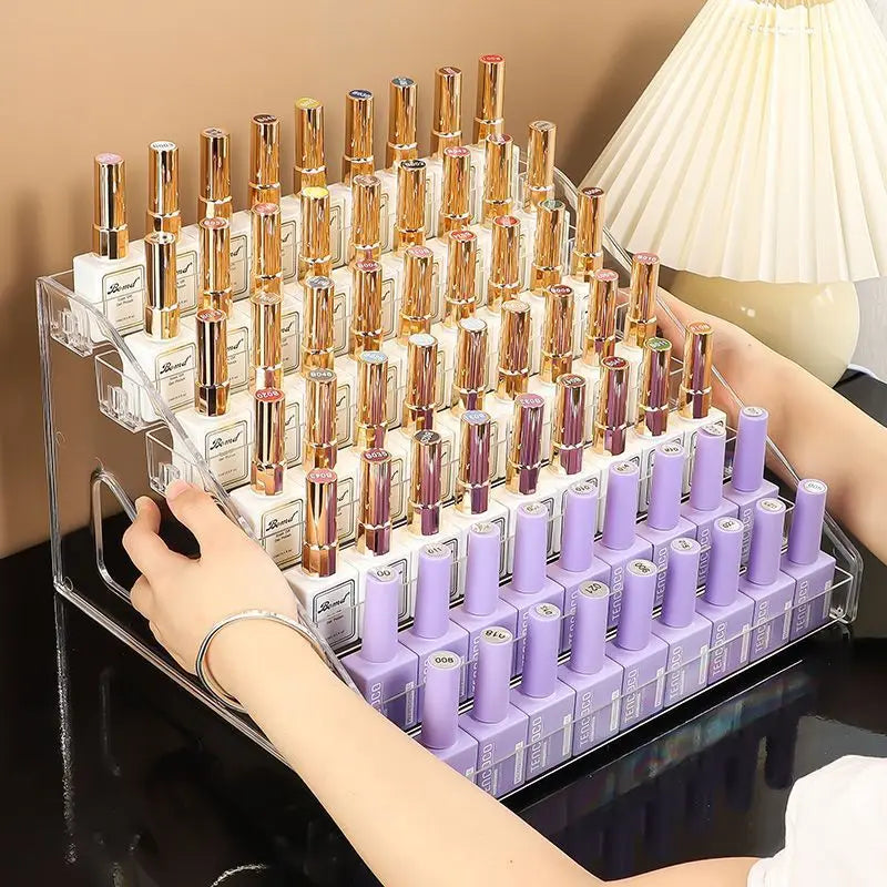 Organisateur de vernis à ongles en acrylique à 3/4/5/6/7 couches, étagère à gel UV, présentoir de cosmétiques à installation rapide, support de bijoux, rangement de manucure