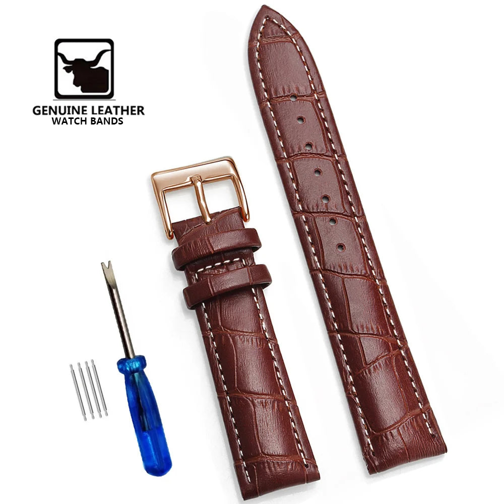 Premium Genuine Leather Watchbands 12/14/16/18/19/20/21/22/24 mm Watch Band Strap High Quality Wrist Belt Bracelet + Tool