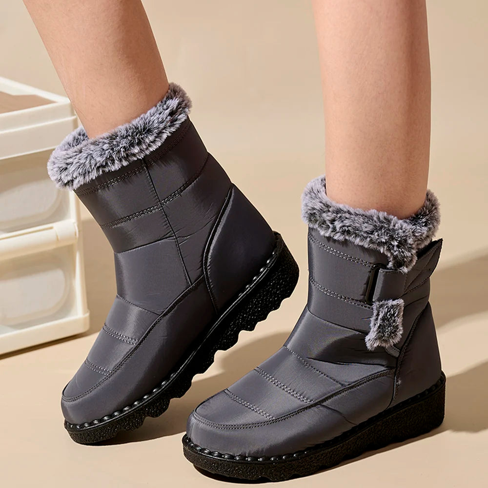 Winter Women Boots Waterproof Snow Boots Plus Size Casual Platform Ankel Boots Warm Fur Women Shoes Antislip Fashion Cotton Shoe