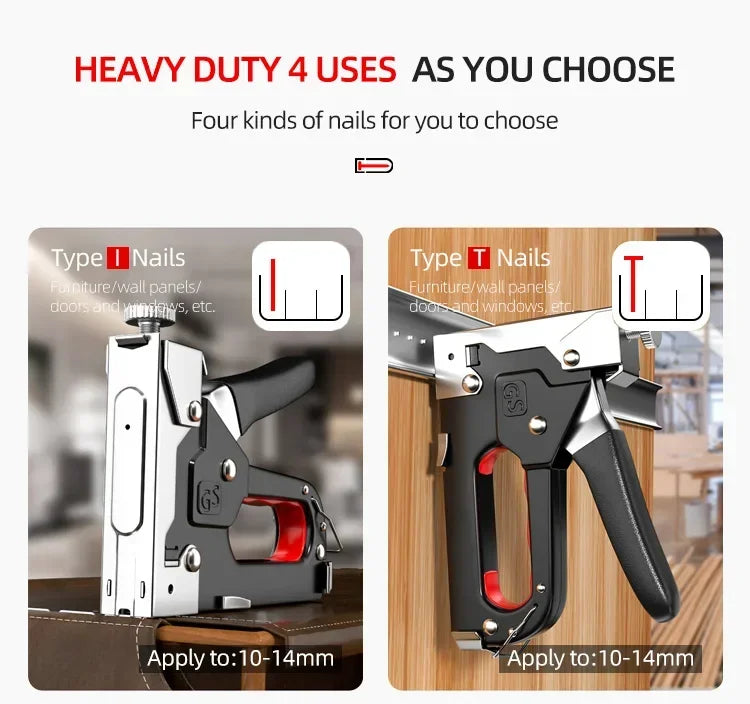 Manual Nailing Gun Light duty Home Use Code Nailing Gun Air Nail Woodworking Special Direct Staple Book Carpentry Tools U/T/N - Shoppiline