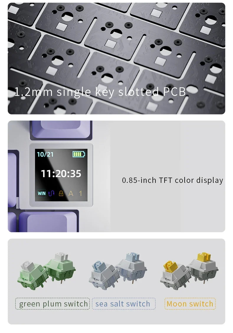 AJAZZ AK820/AK820 Pro Mechanical Gaming Keyboard Tri-Mode Bluetooth 5.1 Wireless Wired Knob Hot Swap Gasket Custom Keyboard