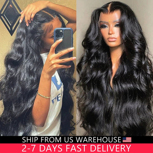 250 Density Body Wave Lace Front Wig 13x4 13x6 40 Inch 5x5 Lace Closure Wig Gluless Transparent Human Hair Lace Frontal Wig Sale