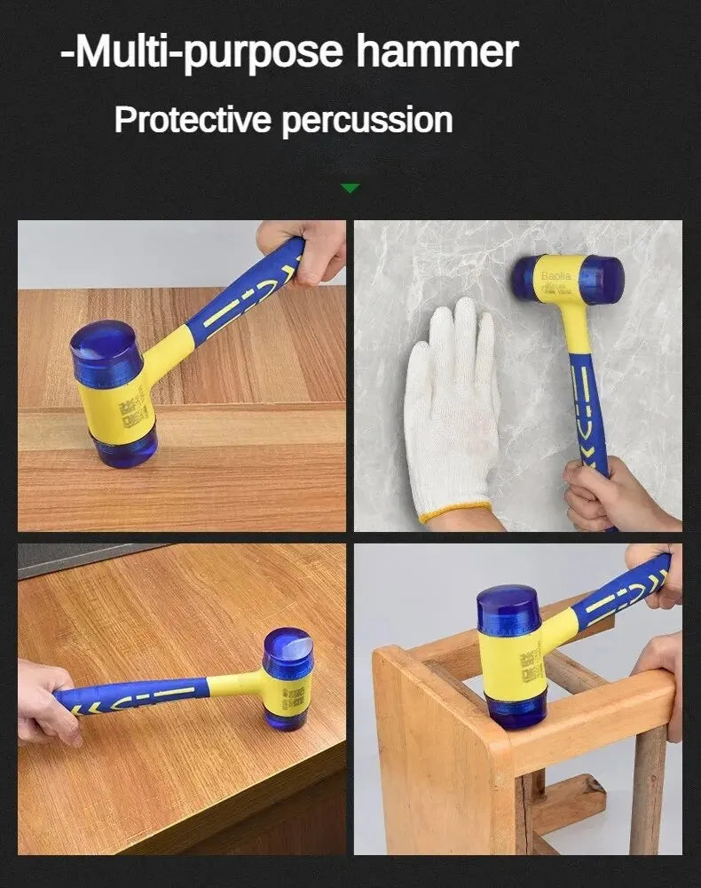 1 Double Headed Installation Hammer, 25mm  Rubber Hammer with Rubber Handle, Detachable Insulated Installation Hammer - Shoppiline