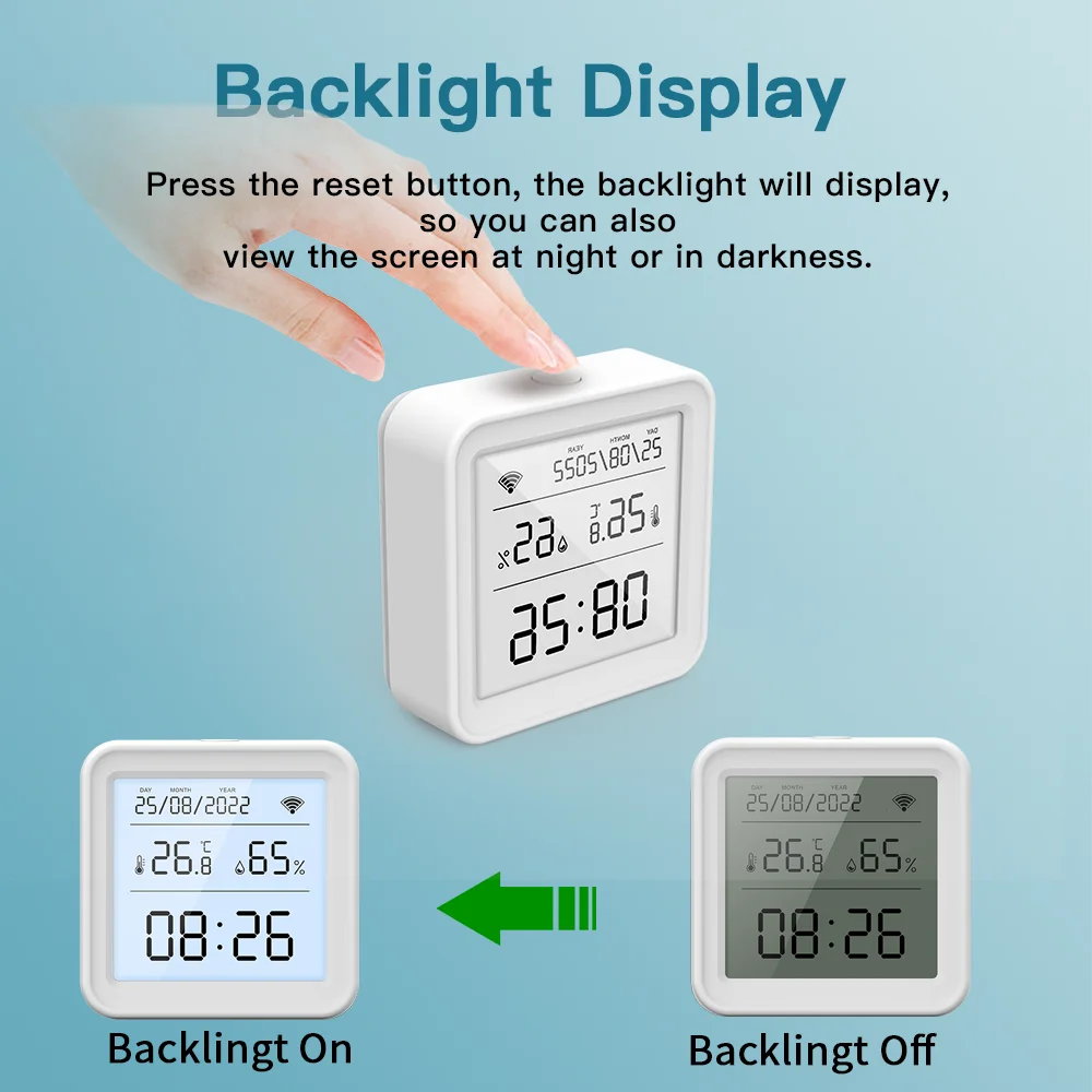 Tuya Temperature and Humidity Sensor WiFi with Backlight Supported Hygrometer Thermometer Work With Yandex Alexa