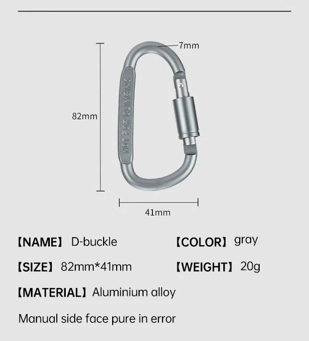 1-6PCS D-Shaped Carabiner Clips Heavy Duty Aluminum Alloy Quick Links for Backpack Keychain Outdoor Camping EDC Gear Accessories