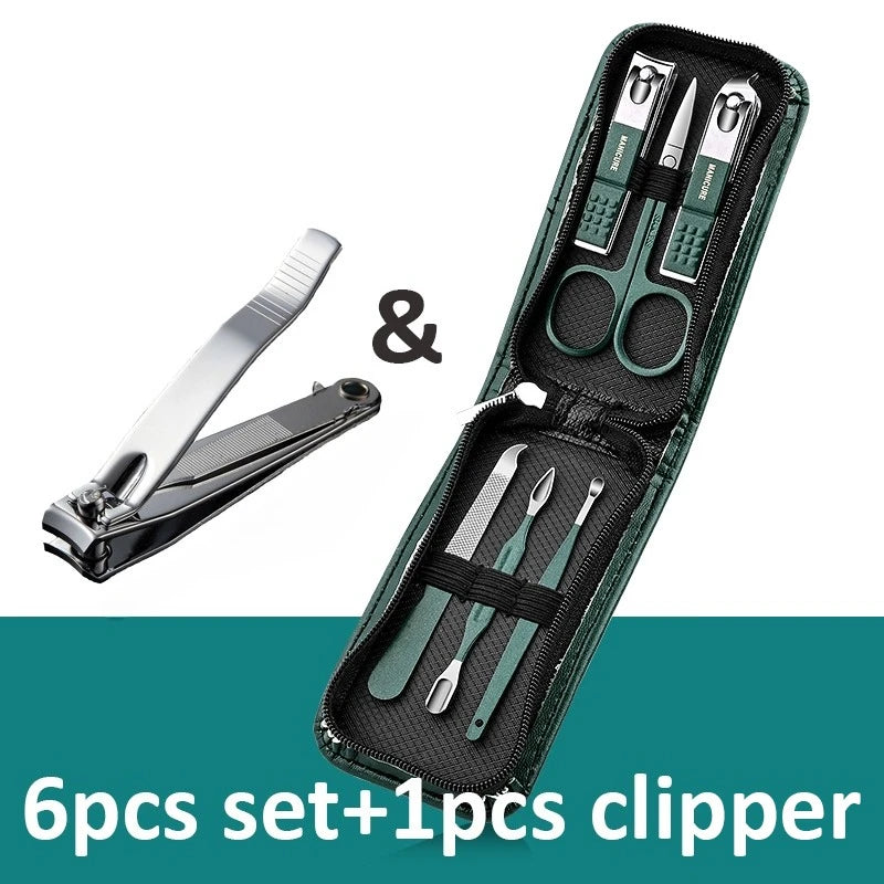 Ouriner 6-18tlg. Tragbare Maniküre-Sets Pediküre-Sets Glänzendes Schwarzes Nagelknipser-Set Persönliche Pflege Werkzeuge Augenbrauenschere
