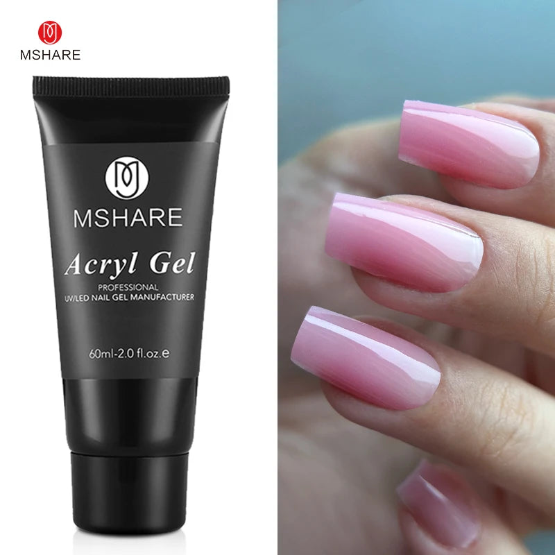 MSHARE Poly Nails Acryl Gel 60ml Builder UV Led Acrylgel Nagelverlängerungen Acryl Rosa Weiß Klar Acrylat HEMA TPO-freies Gel