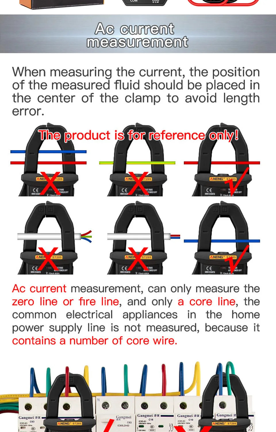 ANENG ST180 AC Current Clamp Meter  Digital 4000 Counts Multimeter Ammeter Voltage Tester Car Amp Hz Capacitance NCV Ohm Tool - Shoppiline