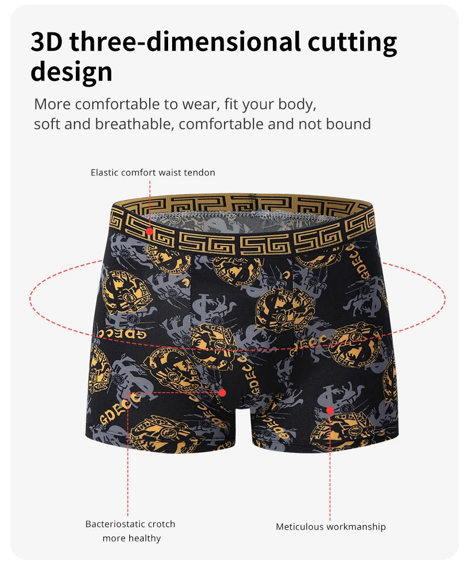 Lot de 5/10 boxers pour hommes, imprimé or noir, confortables et polyvalents, grande taille, sexy, pour jeunes hommes, loisirs sportifs, plage
