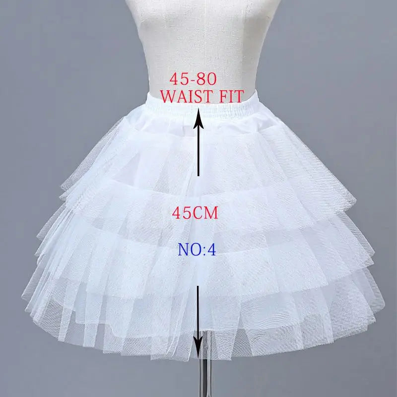 White Children kids Petticoat A-Line 3 Hoops One Layer Flower Girls Crinoline Lace Trim Flower Girl Dress Underskirt