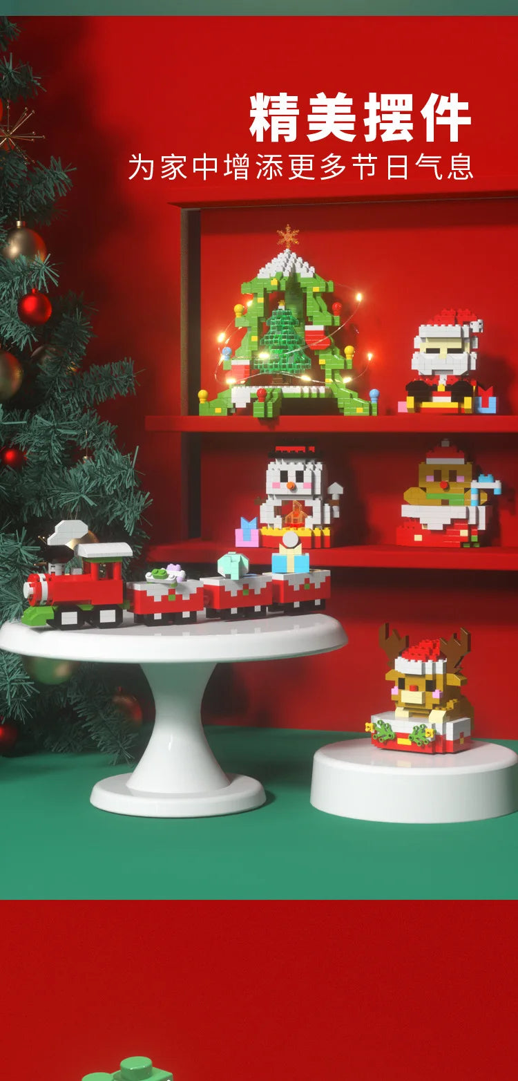 Christmas Gifts Building Block Series Santa Claus Reindeer Puzzle Assembly Bricks Table Decoration Toys for Child Chrismas Gift