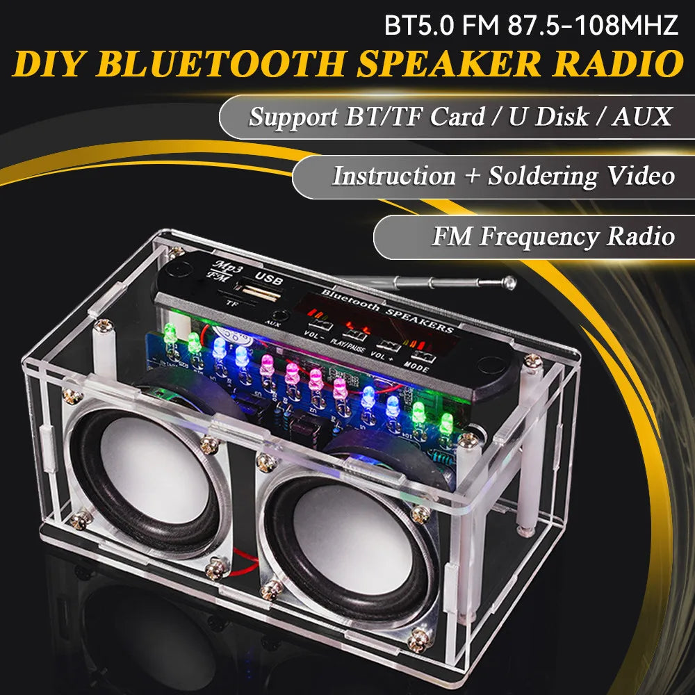 DIY BT Speaker Kit with FM Radio 87.5-108MHZ DIY Soldering Project Practice Solder Assembly U Disk TF Electronic Kit - Shoppiline