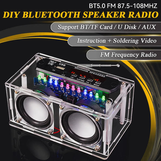 DIY BT Speaker Kit with FM Radio 87.5-108MHZ DIY Soldering Project Practice Solder Assembly U Disk TF Electronic Kit - Shoppiline