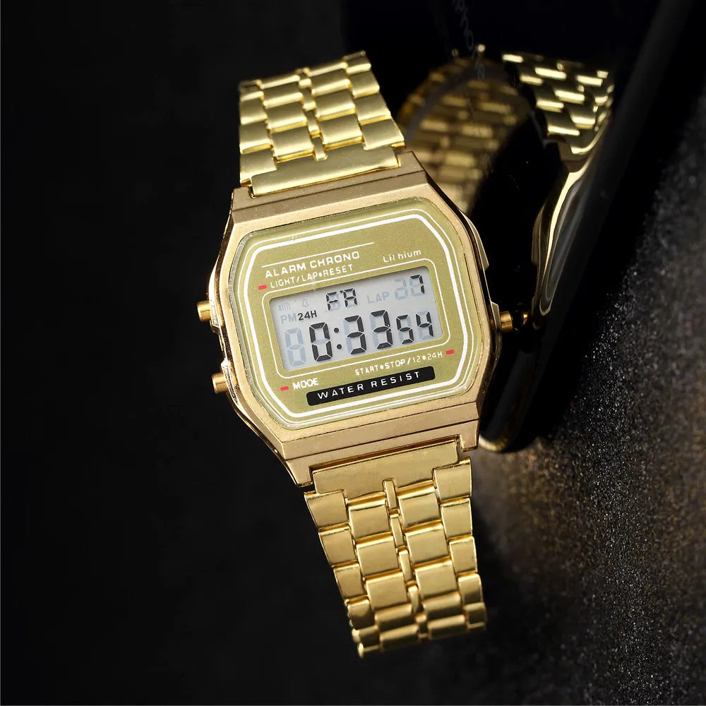 Luxus LED Digitaluhr für Herren Edelstahl Herren Elektronische Armbanduhr Einfaches Business Gold Silber Herrenuhr Reloj Hombre