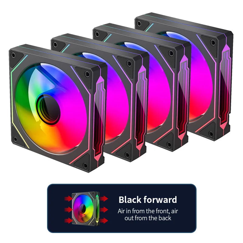 Teucer Infinite Mirror 120mm 5V 3Pin ARGB PC Case FAN 12V 4Pin PWM 800-2000RPM 12cm Chassis CPU Water Cooling Ventilator
