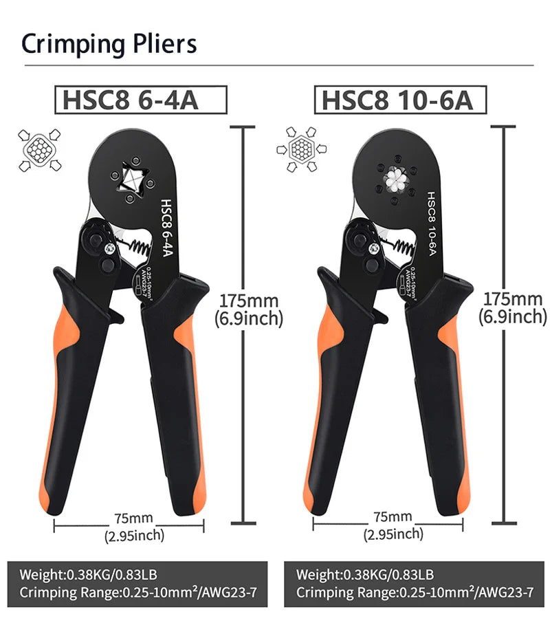 Crimping Pliers Ferrule Sleeves Tubular Terminal Tools HSC8 6-4 10-6 16-6 Wire Crimper Household Electrical Sets Terminal - Shoppiline