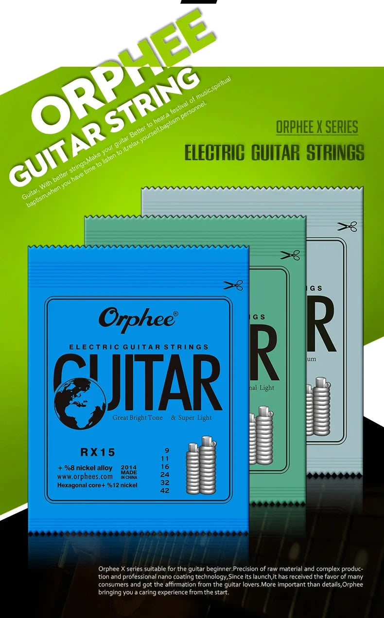 Orphee 1/5/10 Pcs Electric Guitar Strings Set RX Series Hexagonal Carbon Steel 6 String for Electric Guitar Accessories&Parts