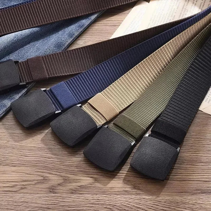 Automatic Nylon Tactical Belt - Adjustable Non-Metal Buckle, Lightweight & Comfortable for Outdoor Use