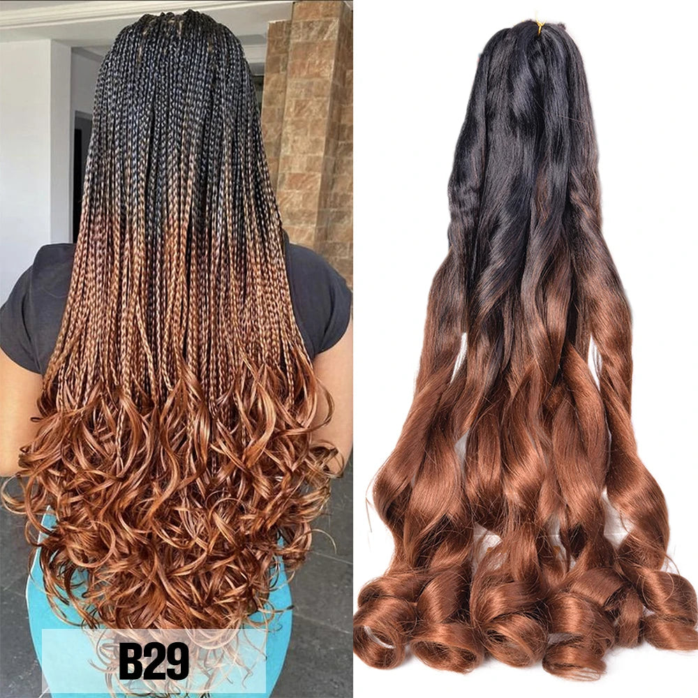 French Curls Braiding Hair Extensions Synthetic Hair Loose Wave Spiral Curl Braids High Temperature Ombre Pre Stretched Hair