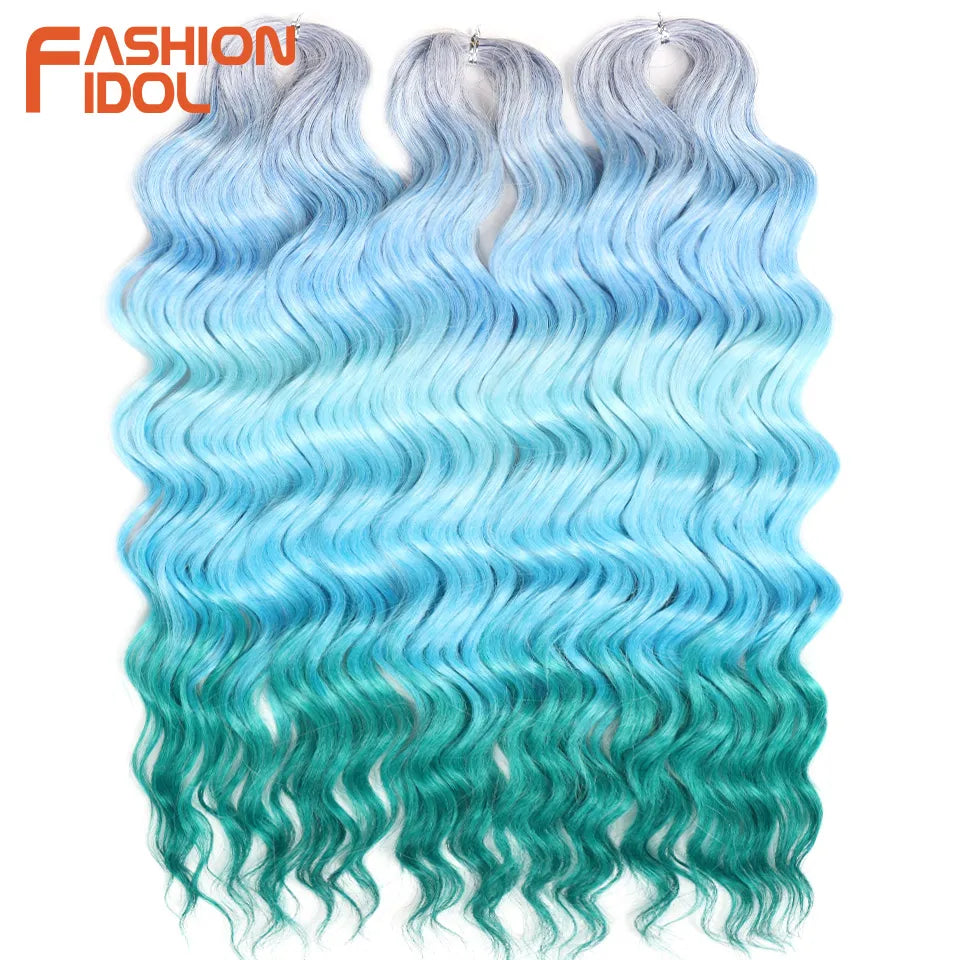 Anna Hair Extensions synthétiques de tresses Loose Deep Wave 24 pouces, cheveux tressés ondulés, cheveux bouclés torsadés au crochet Ombré Blond