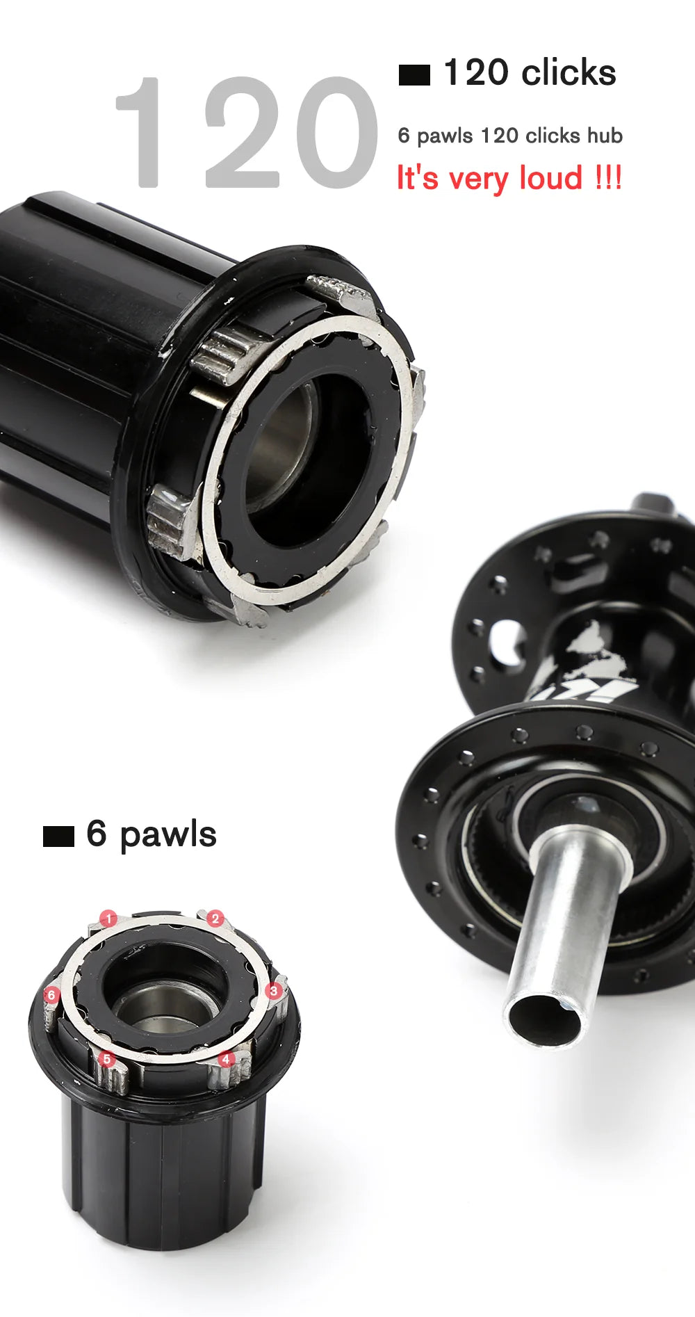 TANKE 120 Click Hub 6 Bearing MTB Mountain Bike Front Rear Thru HG 28 32 36 Holes Disc Brake Bicycle Hubs 8 9 10 11 12 Speed