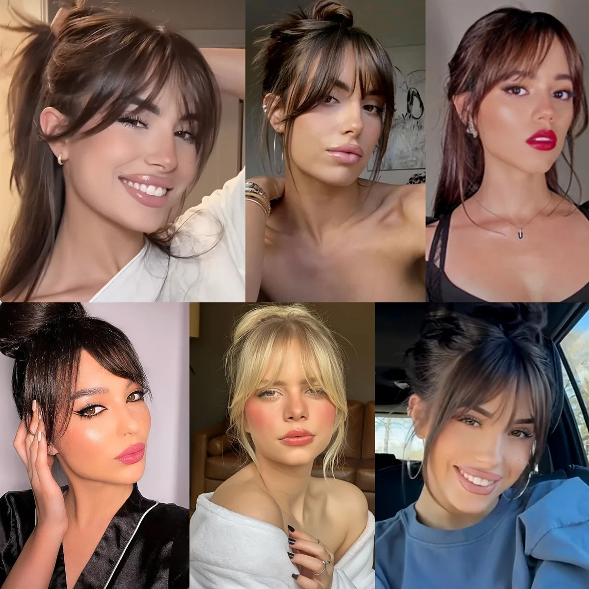 Synthesis Wig Middle-Part Bangs Hair Extensions Clip In Forehead Natural Seamless French Oblique Bangs Eight-Character Bangs