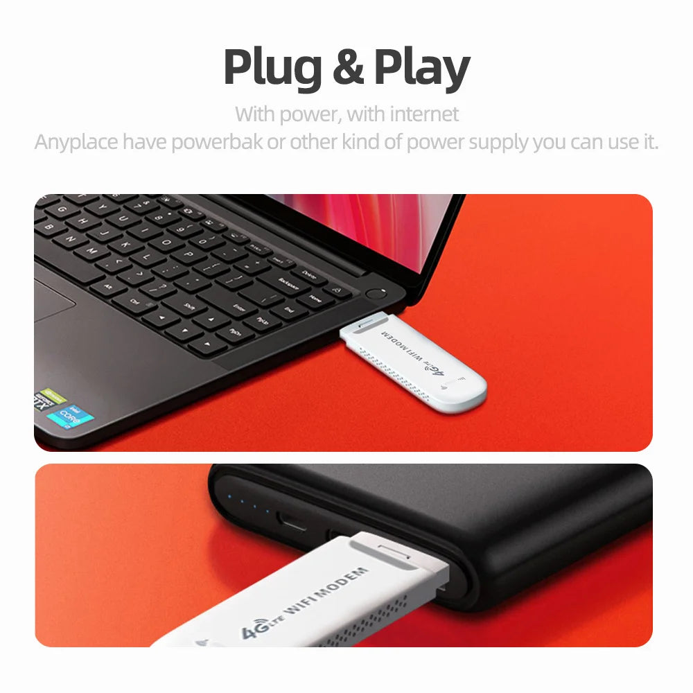4G LTE Modem Stick Wireless 150Mbps USB Dongle Mobile Broadband 4G Sim Card Wireless Router Home Office Wireless WiFi Adapter