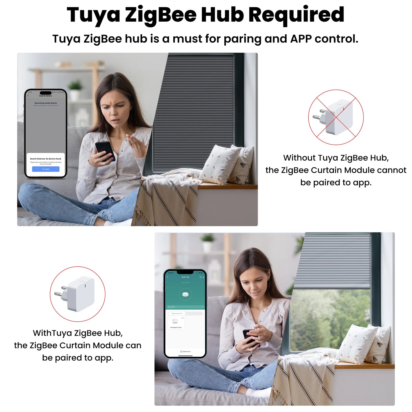 GIRIER Tuya Smart Wi-Fi RF433 ZigBee Curtain Switch Module for Electric Roller Shutter Blind Motor 1/2CH Works Hey Google Alexa