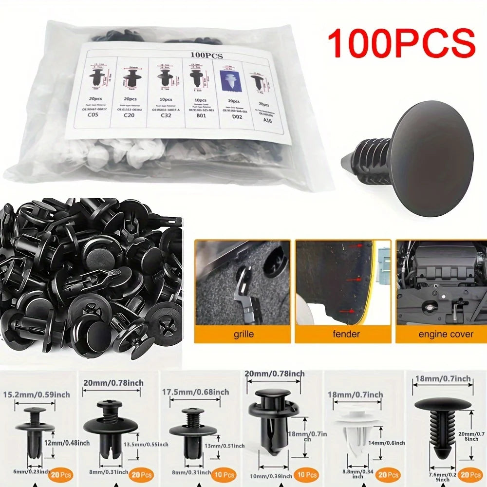Auto Fastener Clip Mixed Car Body Push Retainer Pin Rivet Bumper Door Trim Panel Fastener Kit Car Clip 100/50 Box /Bag packaging