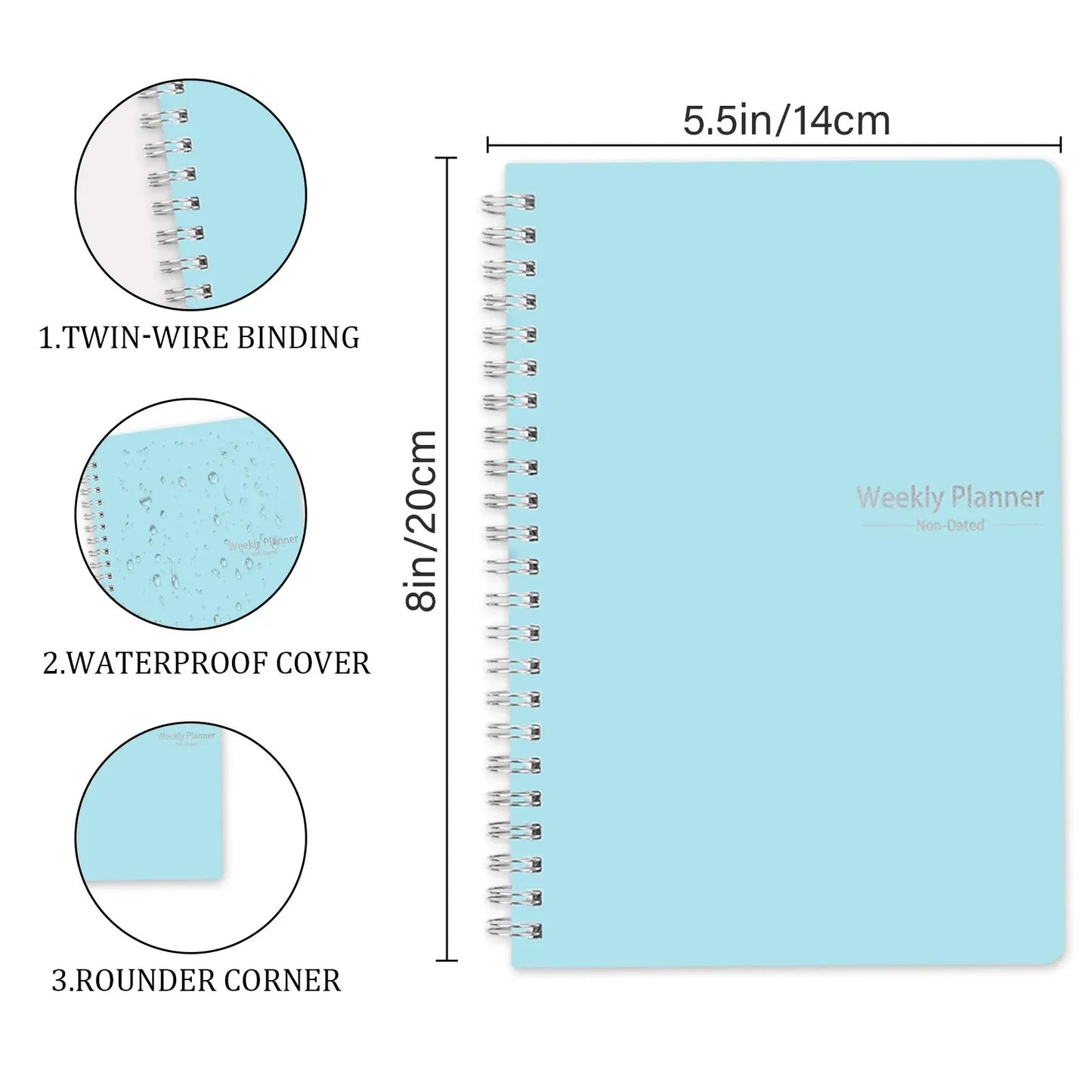 Clearance_Spiral Undated A5 Weekly Notebook Planner Agenda, Ntationery Office School Supplies, Record Daily Plan to Achieve_Cont